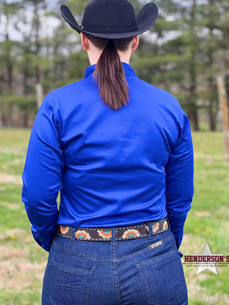 RHC Sateen Concealed Zipper Show Shirt - Royal Blue - Henderson's Western Store