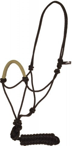 Black Poly Rope Halter & Lead with Solid Color Wrapped Nose - Henderson's Western Store