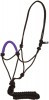 Black Poly Rope Halter & Lead with Solid Color Wrapped Nose Halters Mustang   
