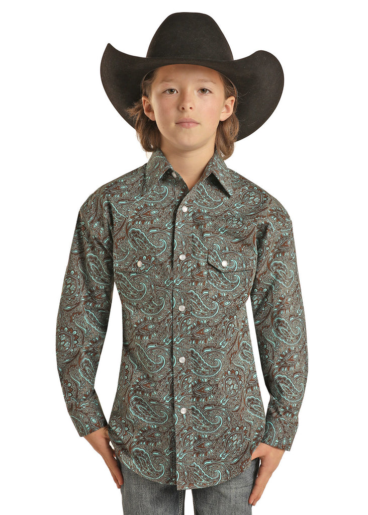 Boy's Paisley Print Shirt ~ Caribbean - Henderson's Western Store