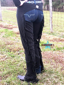 Load image into Gallery viewer, Ultra Suede Chaps For Ladies ~ Black Show Wear Royal Highness   