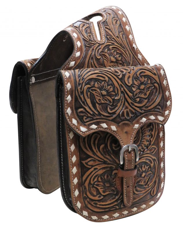 Leather Floral Tooled Horn Bag - Henderson's Western Store