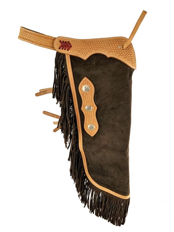 Chocolate Suede Chink W/Basket Tooling - Henderson's Western Store