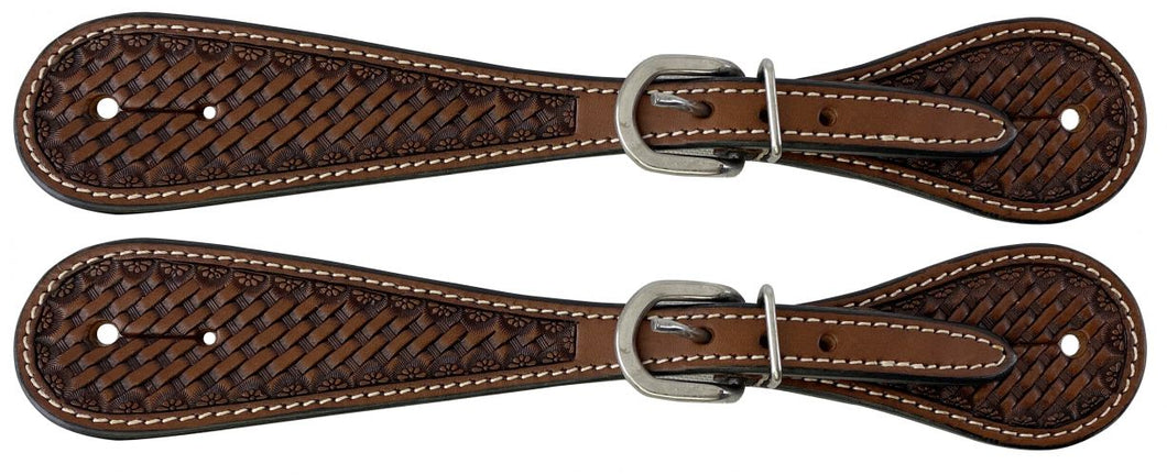 Argentina Leather Spur Strap ~ Basket Weave ~ Narrow - Henderson's Western Store