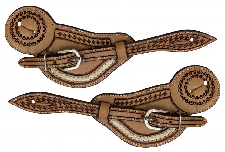Argentina Leather Spur Strap ~ Rawhide Accents - Henderson's Western Store