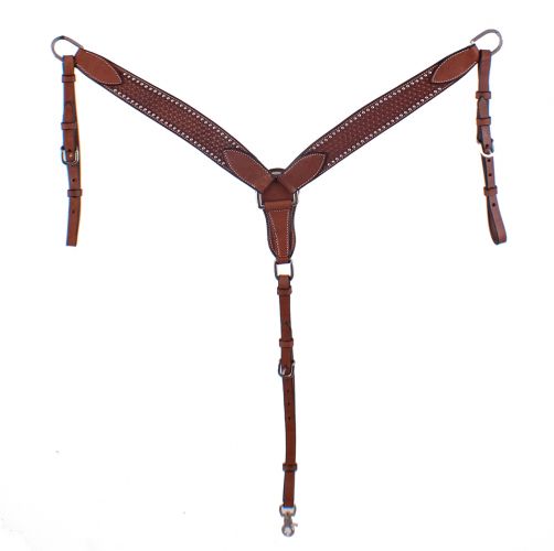 Argentina Cow Leather Breast Collar ~ Silver Studs - Henderson's Western Store
