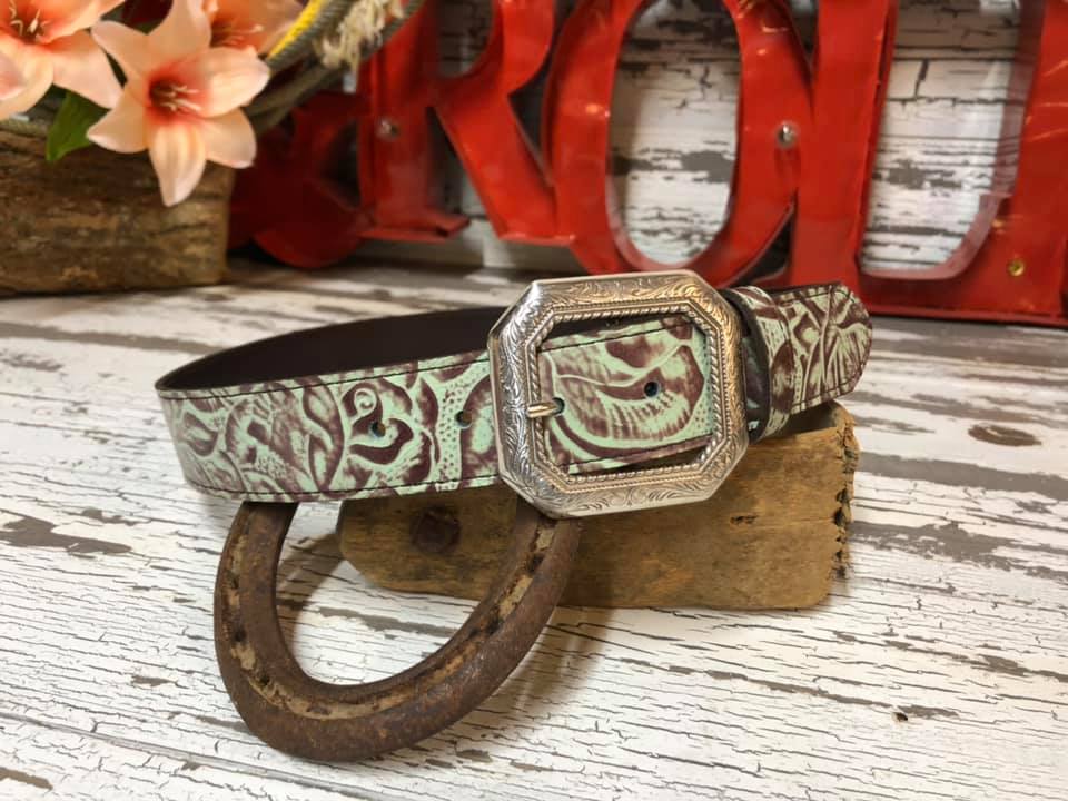 Turquoise Floral Belt - Henderson's Western Store