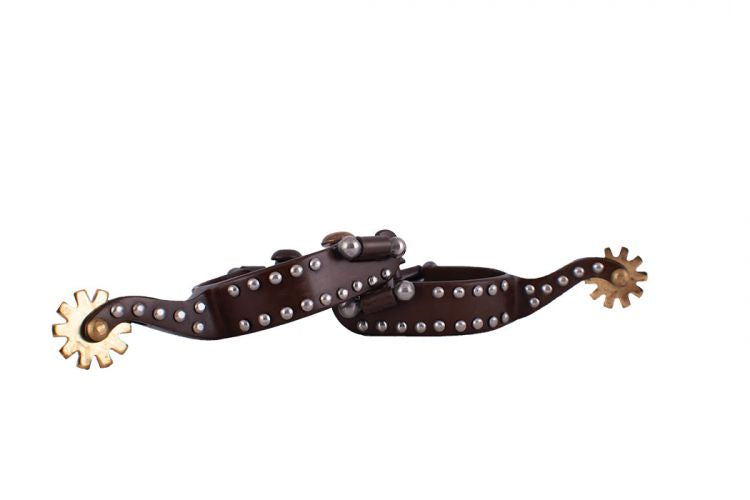 Youth Antique Brown W/Studs Spurs - Henderson's Western Store