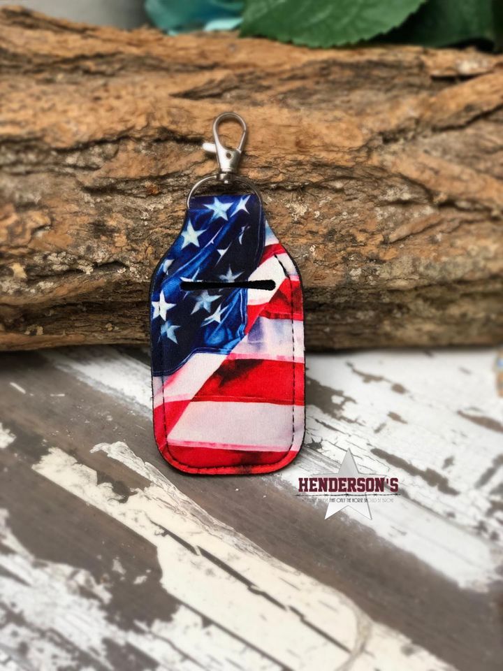 Hand Sanitizer Holder Accessories Cowgirl Junk Co. American Flag  