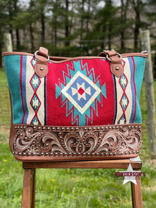 Load image into Gallery viewer, MW Aztec Tapestry Tote - Henderson&#39;s Western Store