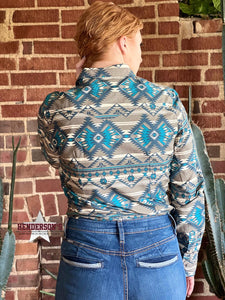 Load image into Gallery viewer, Ladies Khaki Aztec Shirt by Roper - Henderson&#39;s Western Store