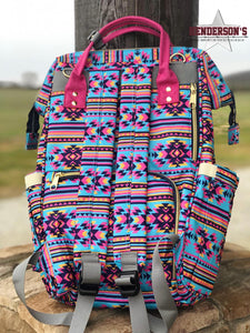 Load image into Gallery viewer, Diaper Backpack ~ Fuchsia Aztec - Henderson&#39;s Western Store