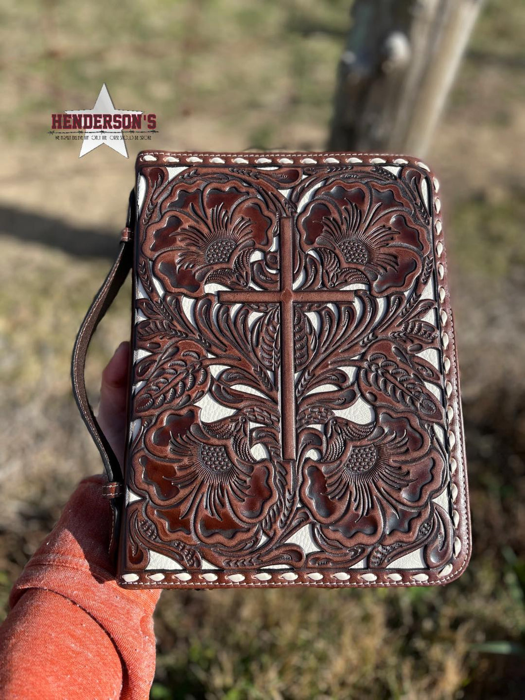 Buckstitched Floral Tooled Bible Cover - Henderson's Western Store
