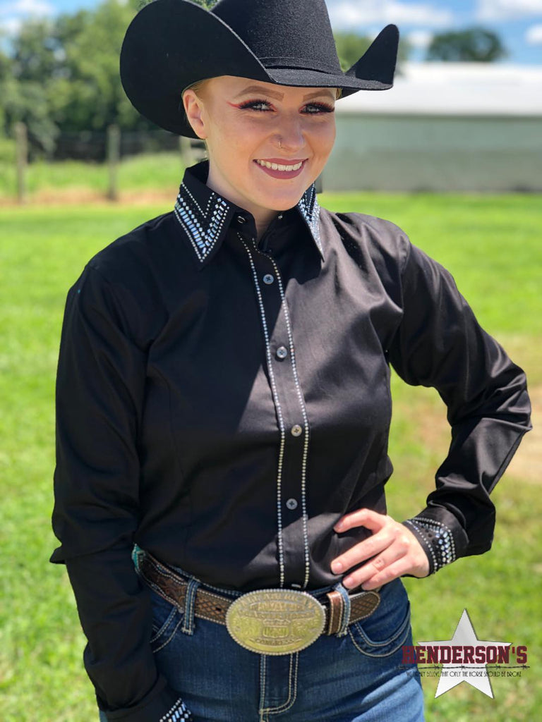 Bling Concealed Zipper Show Shirt - Black - Henderson's Western Store