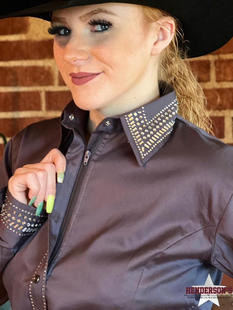 Bling Concealed Zipper Show Shirt - Charcoal - Henderson's Western Store
