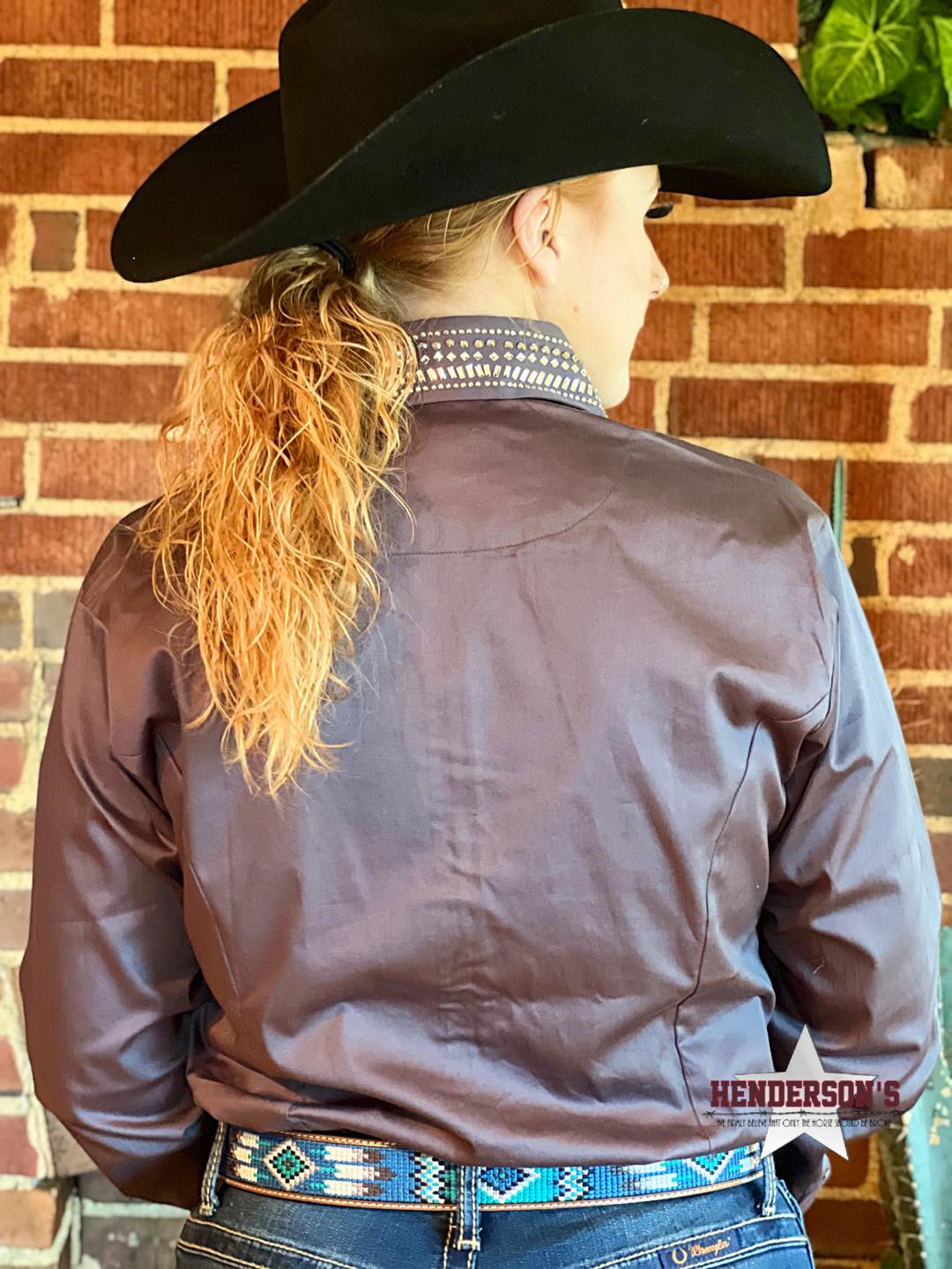 Bling Concealed Zipper Show Shirt - Charcoal | Henderson's Western