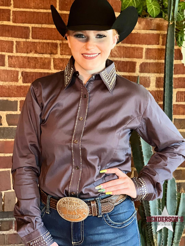 Bling Concealed Zipper Show Shirt - Charcoal - Henderson's Western Store