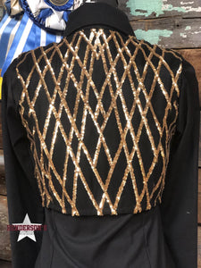 Load image into Gallery viewer, Black &amp; Gold Bolero Vest Cowgirl Junk Co.   