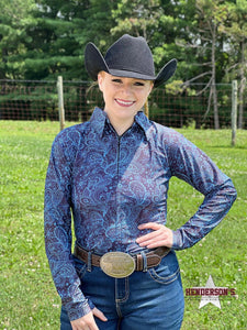 Load image into Gallery viewer, Elastane Front Zip Shirt ~ Black Paisley - Henderson&#39;s Western Store