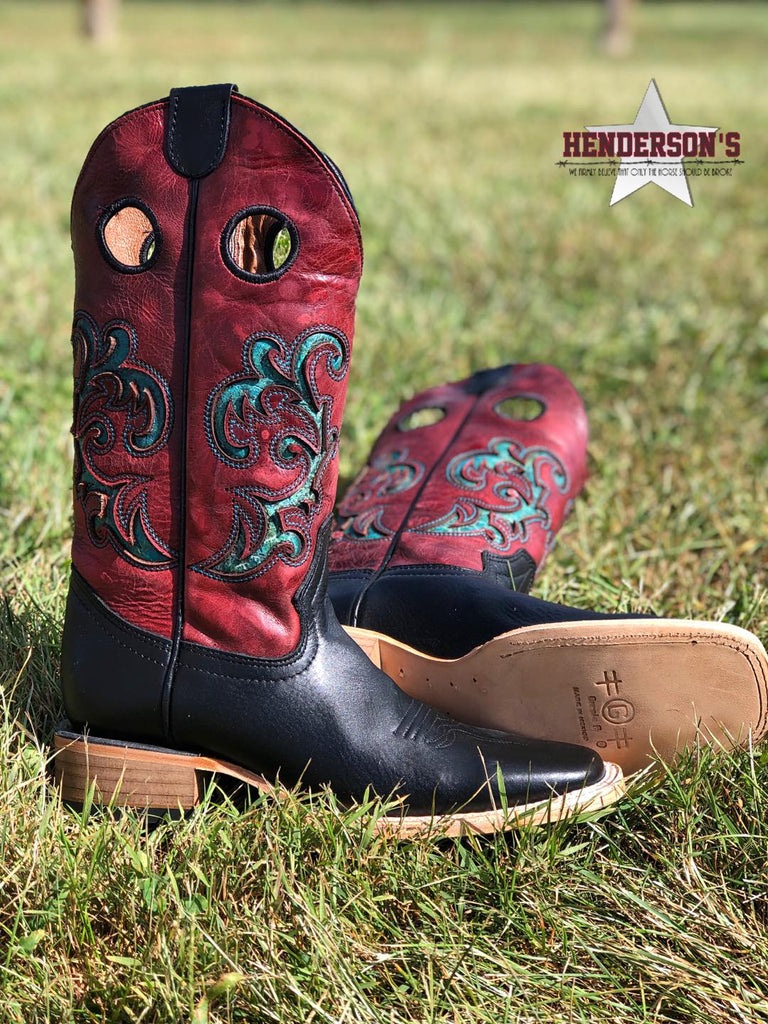 Black & Red Embroidered Boots - Henderson's Western Store