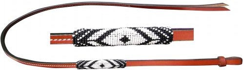 Leather Over & Under ~ Black & White Bead - Henderson's Western Store