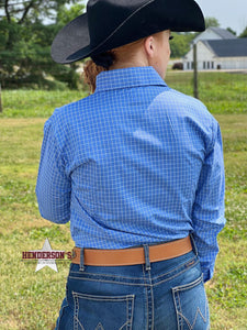 Load image into Gallery viewer, Sateen Concealed Zipper Show Shirt ~ Blue Check - Henderson&#39;s Western Store