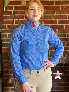 Load image into Gallery viewer, RHC Ladies Hunt Shirt ~ Sky Blue Check - Henderson&#39;s Western Store