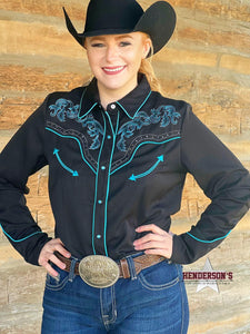 Load image into Gallery viewer, Boot Stitch Embroidered ~ Turquoise - Henderson&#39;s Western Store