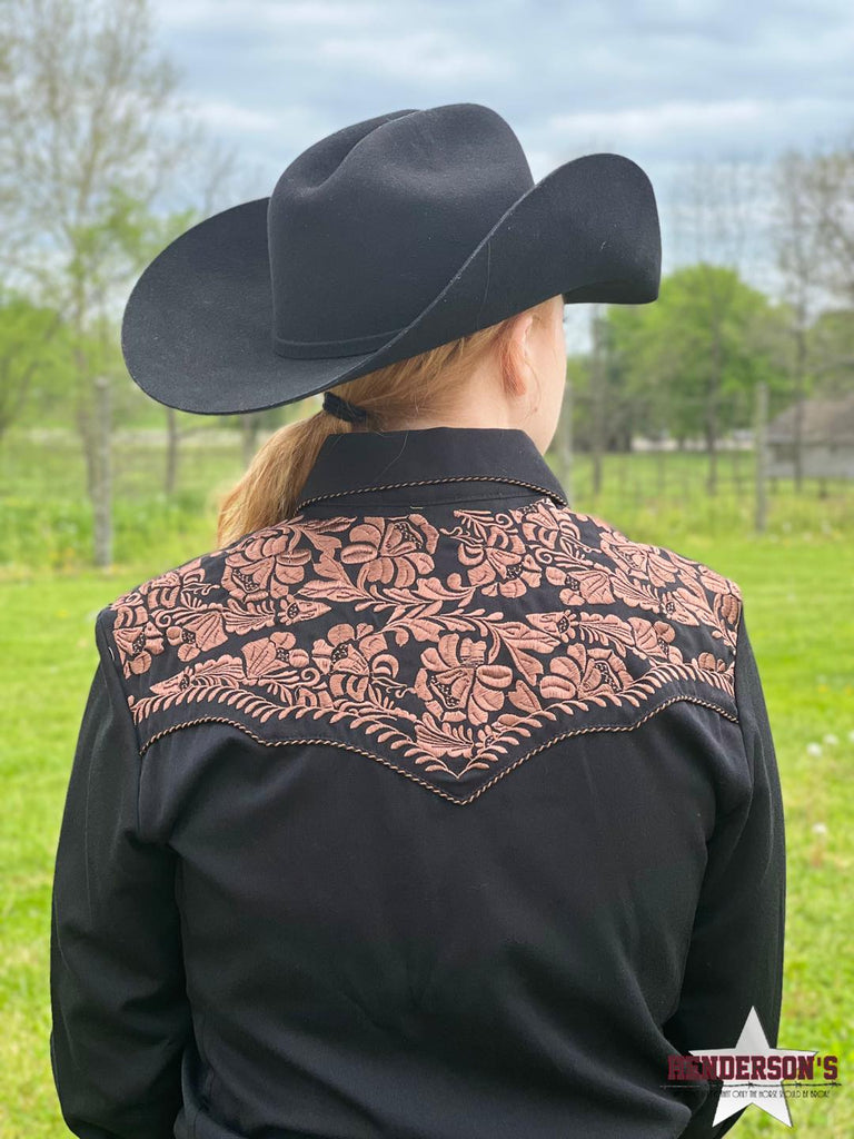 Floral Tooled Western Shirt ~ Bronze Show Shirt Scully   