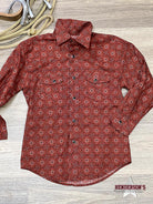 Boy's Medallion Print ~ Burgundy - Henderson's Western Store