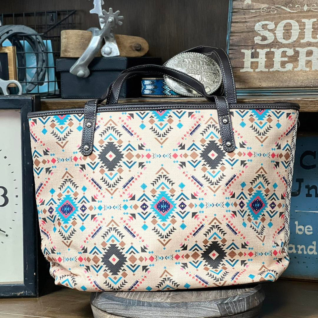 Montana West Aztec Print Canvas Tote - Henderson's Western Store