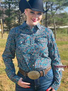 Load image into Gallery viewer, Ladies Blue Canyon Paisley ~ Autumn Sky - Henderson&#39;s Western Store
