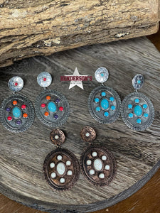 Load image into Gallery viewer, Western Chunky Concho Earrings - Henderson&#39;s Western Store