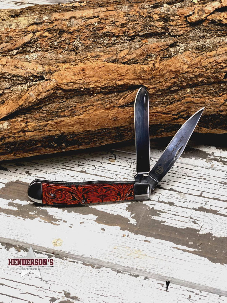 Circle SH Knife ~ Floral Tooled - Henderson's Western Store