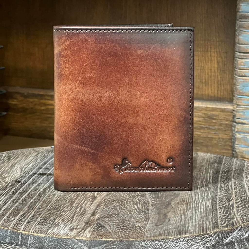 Men's Leather Wallet by Montana West ~ Coffee - Henderson's Western Store