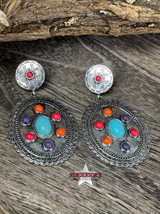 Load image into Gallery viewer, Western Chunky Concho Earrings - Henderson&#39;s Western Store