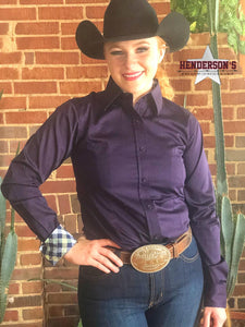 Load image into Gallery viewer, Sateen Concealed Zipper Show Shirt ~ Deep Plum - Henderson&#39;s Western Store