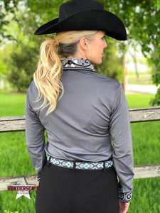 Load image into Gallery viewer, Elite Bling Collar Show Shirt ~ Charcoal - Henderson&#39;s Western Store