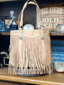 Load image into Gallery viewer, Montana West Fringe Cross Stitch Tote - Henderson&#39;s Western Store
