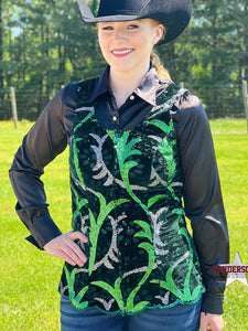 Load image into Gallery viewer, Green Velvet Show Vest - Henderson&#39;s Western Store