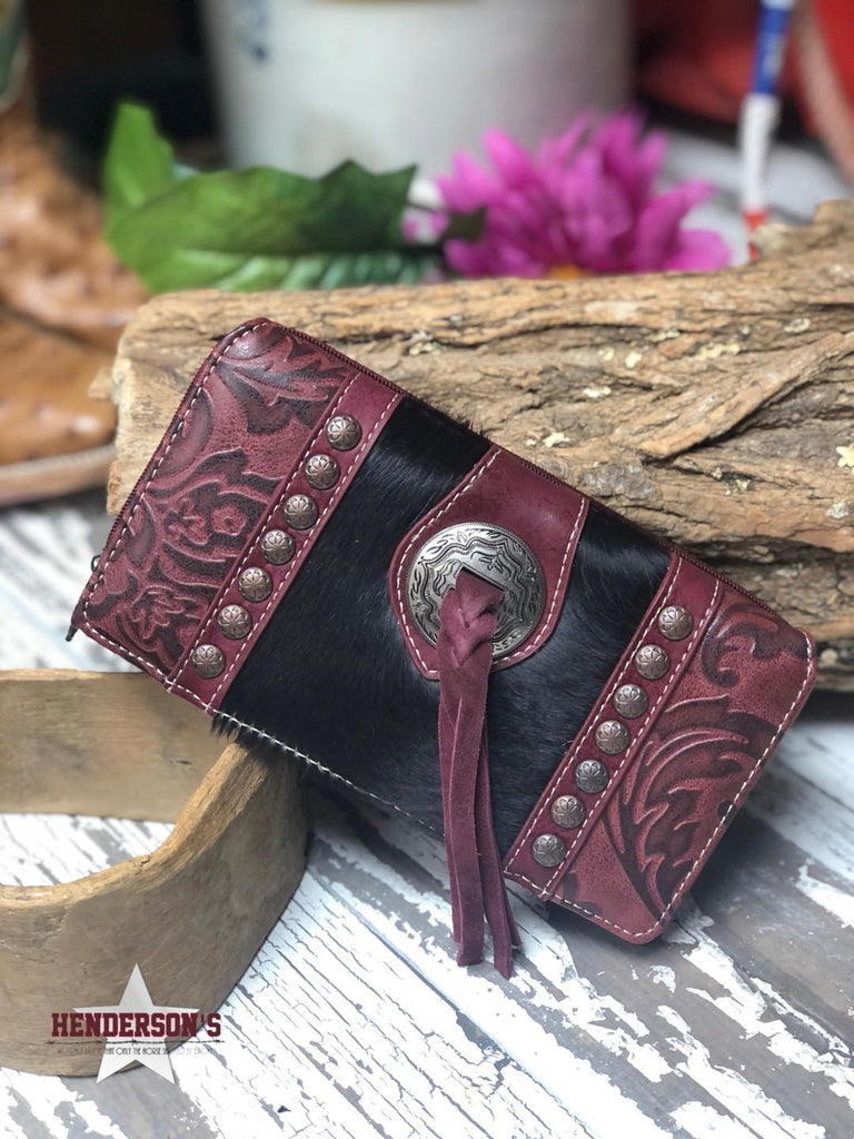 Embossed Hair On Wallet ~ Crimson handbag Montana West   