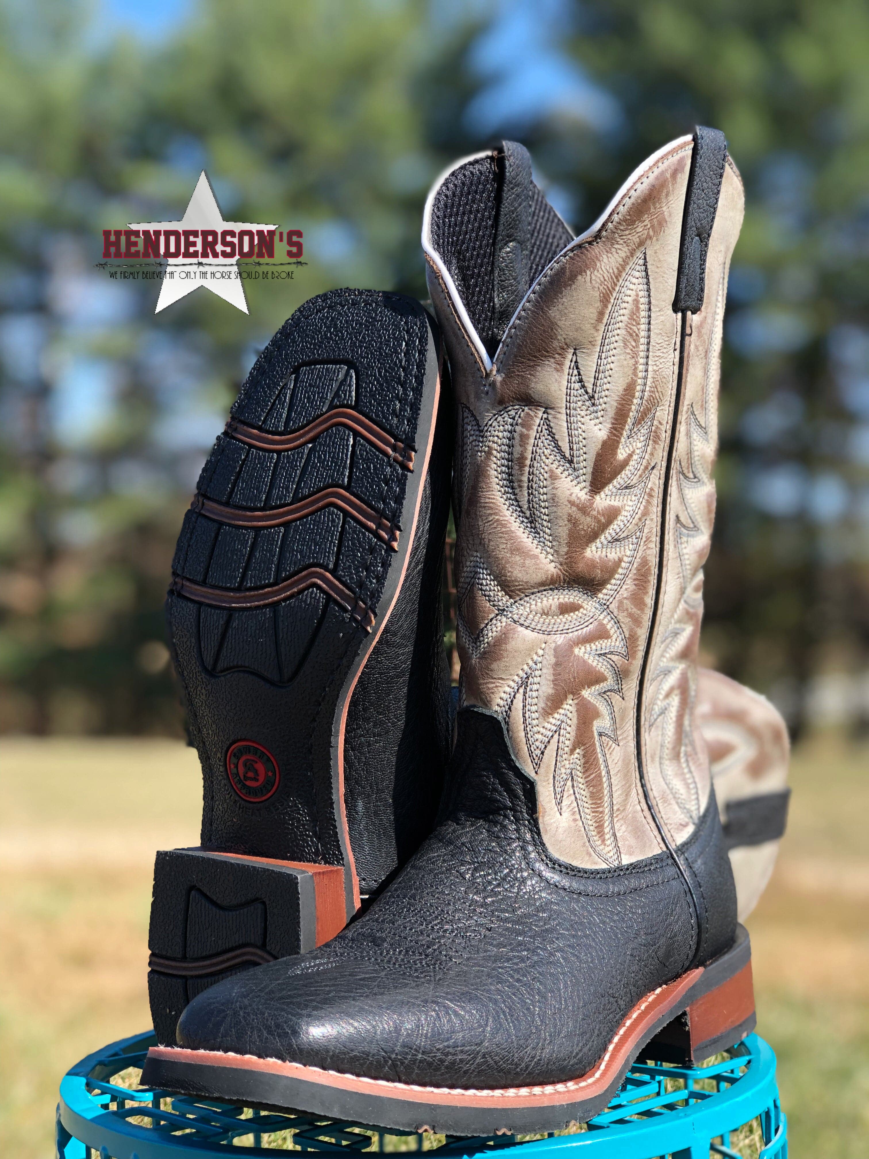 Laredo Men's Topeka Western Boot – Black & Distressed Brown Leather, Square Toe - View #12