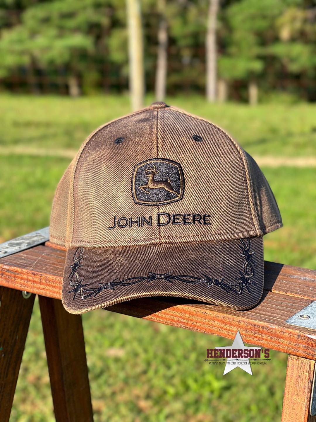 John Deere Oilskin Cap ~ Chocolate