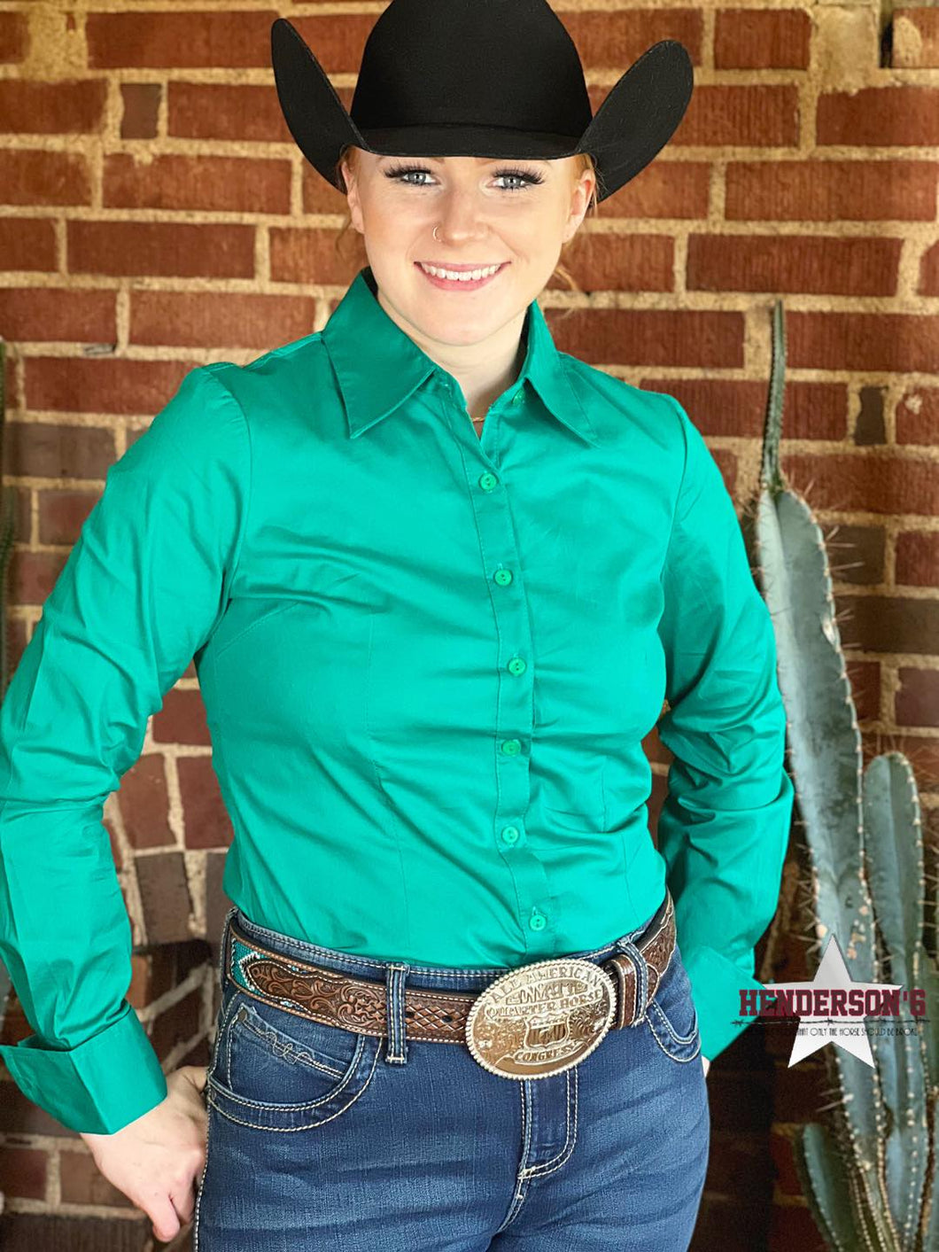 Solid Button Down Shirts ~ Kelly Green - Henderson's Western Store