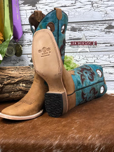 Load image into Gallery viewer, Honey &amp; Turquoise Embroidered Boots - Henderson&#39;s Western Store