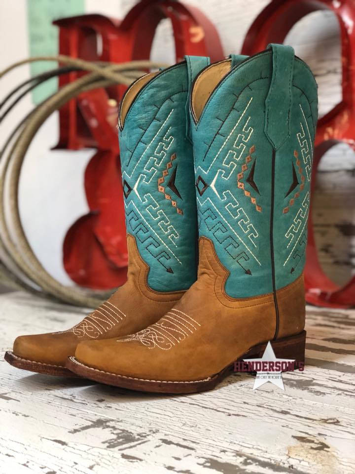 Ladies Turquoise Embroidery Boot - Henderson's Western Store
