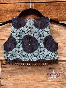 Load image into Gallery viewer, Navy Lilly Pad &quot;Mini&quot;  Youth Bolero - Henderson&#39;s Western Store