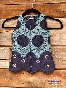Load image into Gallery viewer, Navy Lilly Pad Youth &quot;Mini&quot; Show Vest - Henderson&#39;s Western Store