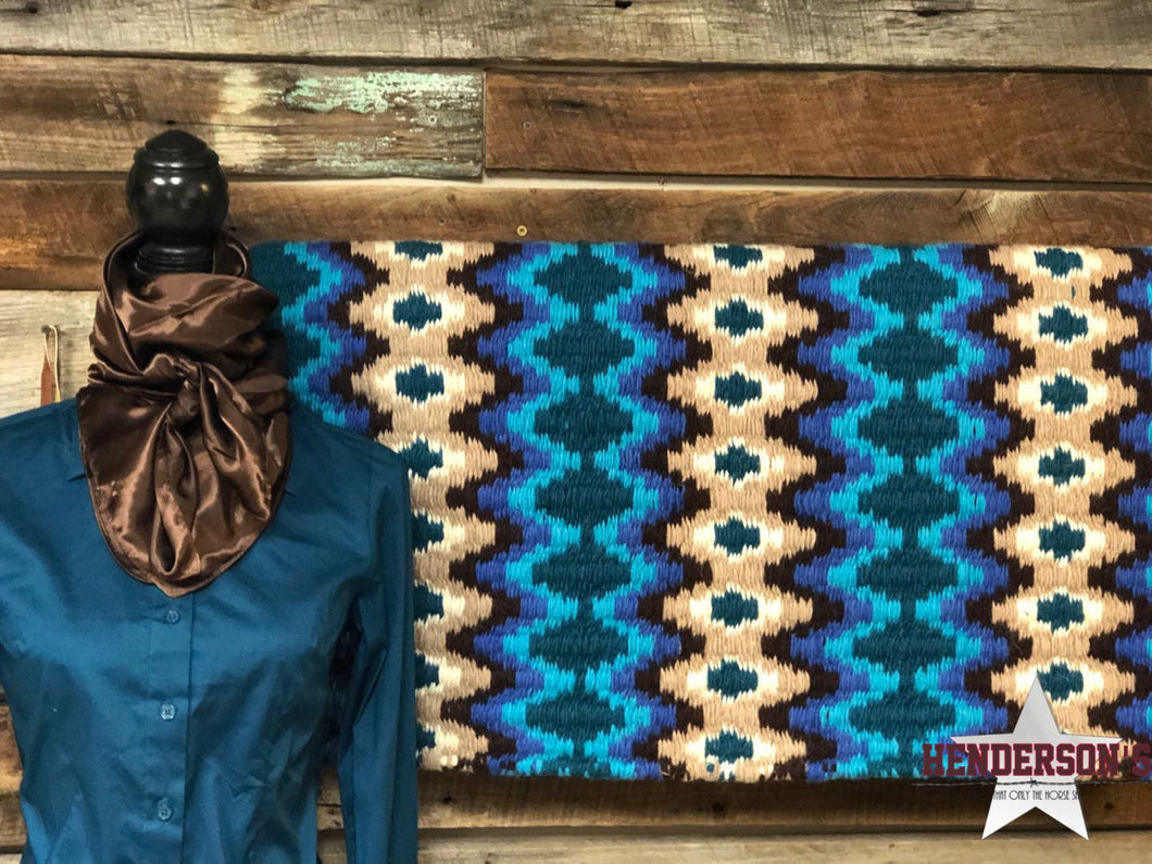 Mohair Saddle Pad ~ Midnight Turquoise - Henderson's Western Store