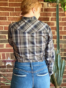 Load image into Gallery viewer, Ladies Navy W/Brown Plaid by Roper - Henderson&#39;s Western Store